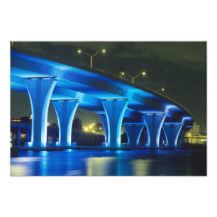 Nachtbrücke am Hafen von Miami, Florida Fotodruck