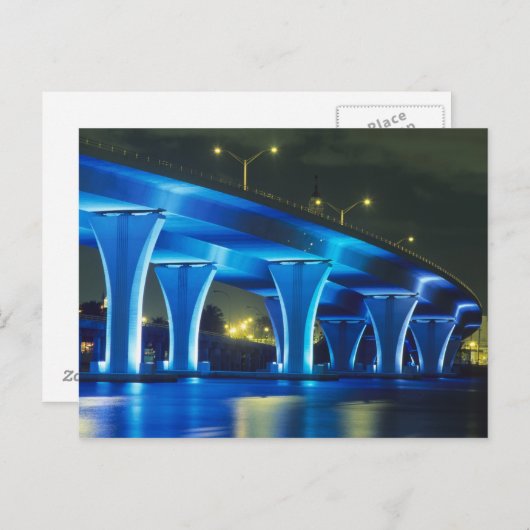 Nachtbrücke im Hafen von Miami, Florida Postkarte (Vorne/Hinten)