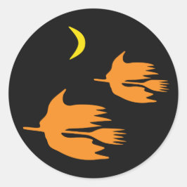 Nachtbummel - Halloween Hexenbild. Runder Aufkleber