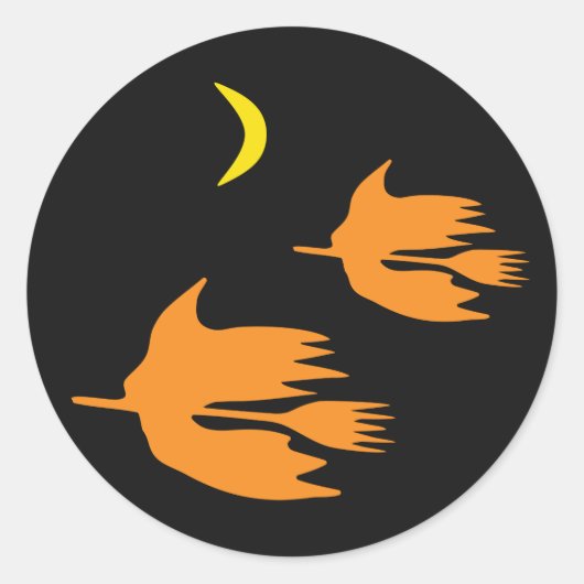 Nachtbummel - Halloween Hexenbild. Runder Aufkleber (Vorderseite)