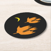 Nachtbummel - Halloween Hexenbild. Runder Pappuntersetzer (Angewinkelt)