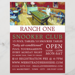 Nachtcafé, Van Gogh, Pool Club, Snooker Club Flyer