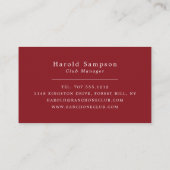 Nachtcafé, Van Gogh, Pool & Snooker Player/Club Visitenkarte (Rückseite)