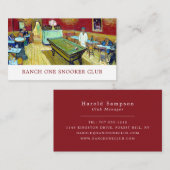 Nachtcafé, Van Gogh, Pool & Snooker Player/Club Visitenkarte (Vorne/Hinten)