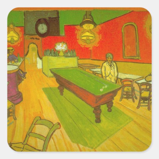 Nachtcafé von Vincent van Gogh Quadratischer Aufkleber (Vorderseite)