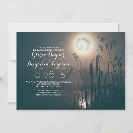 Nachtdrachenfliege und Probe mit Wassergras Einladung (Vorderseite)