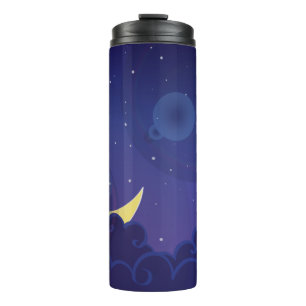 Nachtdunkelmond Mitternacht blau Thermosbecher