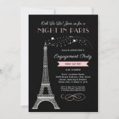 Nächte in Paris Eiffelturm Pink Engagement Party Einladung (Vorderseite)