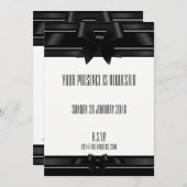 Nächte in schwarzem Satin und weißem Satin Einladung (Vorne/Hinten)