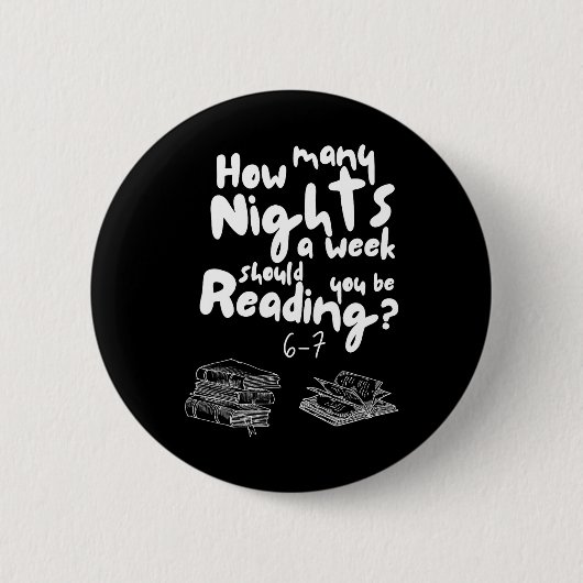 Nächte Lesen 6-7 Meme Englischlehrer Buchliebhaber Button (Vorderseite)