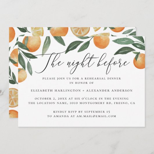 Nächte zuvor. Probe Einladung (Vorne/Hinten)