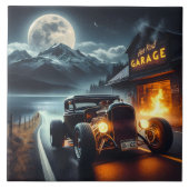 Nachtfahrt im klassischen frisierte Auto Fliese (Vorderseite)