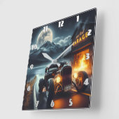 Nachtfahrt im klassischen frisierte Auto Quadratische Wanduhr (Winkel)