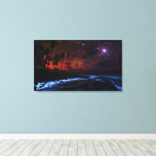 Nachtfall Wrapped Canvas Leinwanddruck (Insitu (Holzboden))