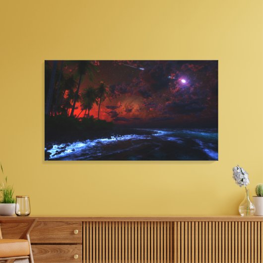 Nachtfall Wrapped Canvas Leinwanddruck (Insitu (Wohnzimmer))