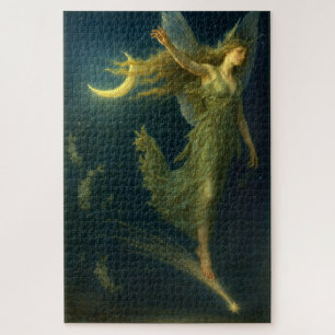 Nachtfee auf einem Sternschnuppe reitend Fantasy-K Puzzle