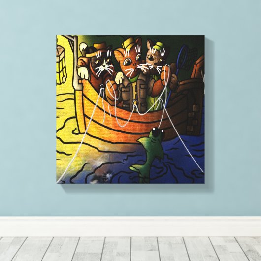 Nachtfischen Leinwanddruck (Insitu (Holzboden))