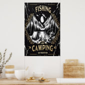Nachtfischen und Camping Adventure Poster (Küche)