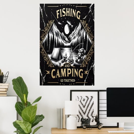 Nachtfischen und Camping Adventure Poster (Heimbüro)
