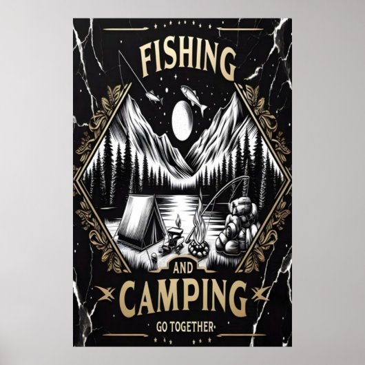 Nachtfischen und Camping Adventure Poster (Vorne)