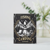 Nachtfischen und Camping Adventure Postkarte (Stehend Vorderseite)