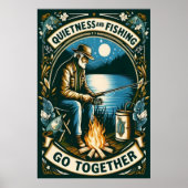 Nachtfischen und ein Lagerfeuer Poster (Vorne)