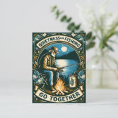 Nachtfischen und ein Lagerfeuer Postkarte (Stehend Vorderseite)