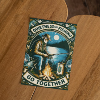 Nachtfischen und ein Lagerfeuer Postkarte