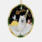 Nachtflug - amerikanischer Eskimo-Hund Keramikornament (Rechts)