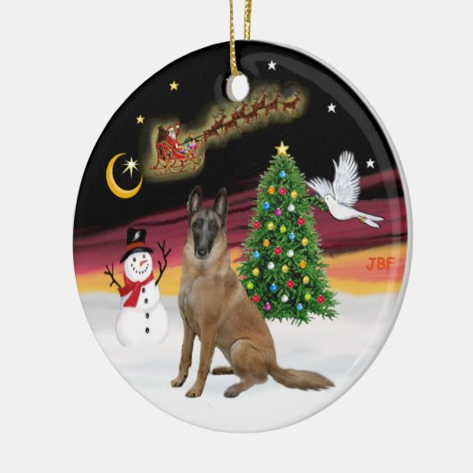 Nachtflug - Belgisch Malinois Keramikornament (Links)