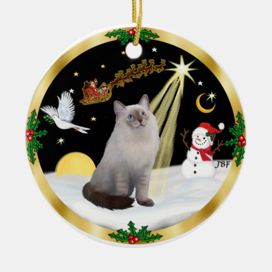 Nachtflug - Blue Cream Ragdoll cat Keramikornament (Vorne)