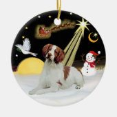 Nachtflug - Bretagne Spaniel Keramik Ornament (Vorne)