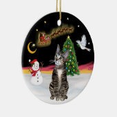 Nachtflug - Brown Tabby cat 2 Keramikornament (Rechts)