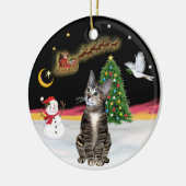 Nachtflug - Brown Tabby cat 2 Keramikornament (Links)