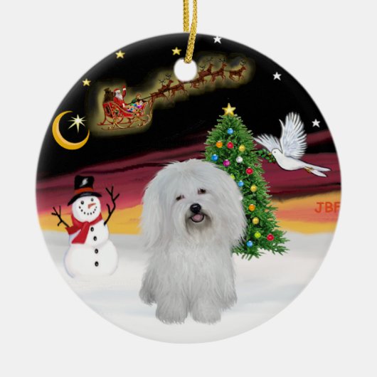 Nachtflug - Coton de Tulear Keramikornament (Vorne)