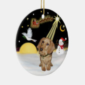 Nachtflug - Drahthaarhaare Dackel Keramikornament (Rechts)
