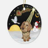 Nachtflug - Drahthaarhaare Dackel Keramikornament (Links)