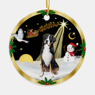 Nachtflug - Großer Schweizer Hund Keramik Ornament
