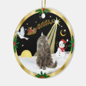 Nachtflug (GW) - Norwegische Waldkatze Keramikornament (Links)