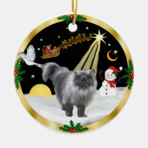 Nachtflug (GW) - Perserkatze (blauer Rauch) Keramik Ornament