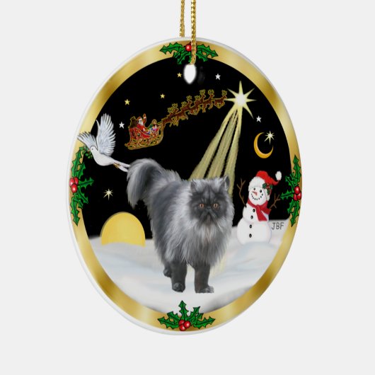 Nachtflug (GW) - Persische Katze (blauer Rauch) Keramik Ornament (Rechts)