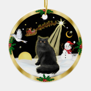Nachtflug (GW) - Schwarze Perserkatze Keramik Ornament