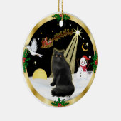 Nachtflug (GW) - Schwarzpersische Katze Keramik Ornament (Rechts)