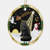 Nachtflug (GW) - Schwarzpersische Katze Keramik Ornament (Links)