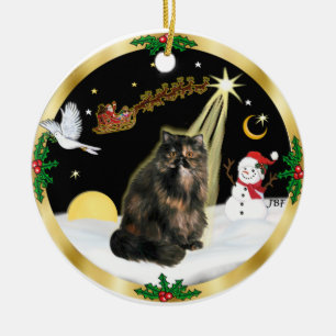 Nachtflug (GW) - Tortie Perserkatze Keramik Ornament