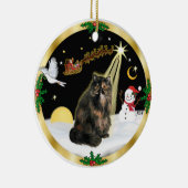 Nachtflug (GW) - Tortie Persian cat Keramik Ornament (Rechts)