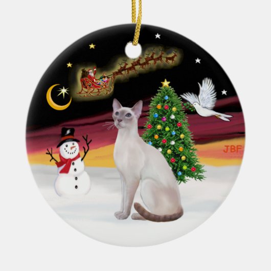 Nachtflug - Lilac Point Siamese Keramik Ornament (Vorne)