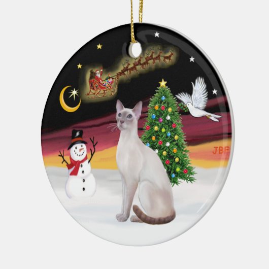 Nachtflug - Lilac Point Siamese Keramik Ornament (Links)