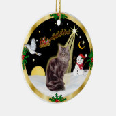 Nachtflug - Maine Coon cat (Tabelle 10) Keramik Ornament (Rechts)