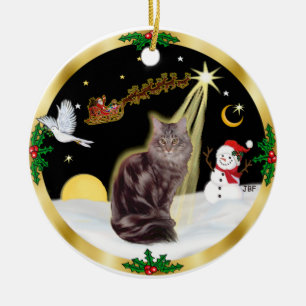 Nachtflug - Maine-Coon-Katze (Tabelle 10) Keramikornament